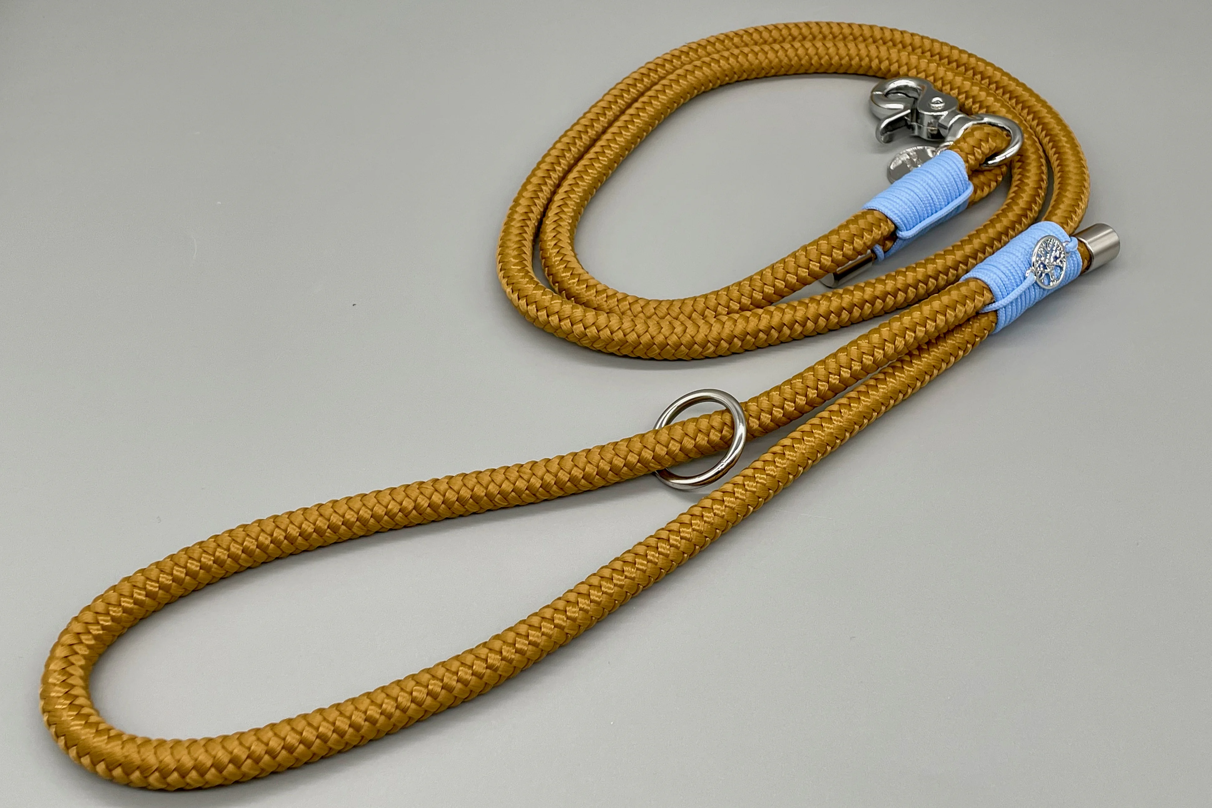 Führleine Giulia aus senfgelbem PPM-Seil mit Messing-Karabiner