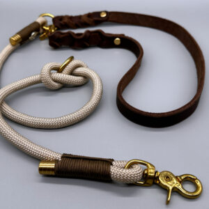 Premium-Leine "Cappuccino" von LEINENREICH - Tau-Leder Kombination