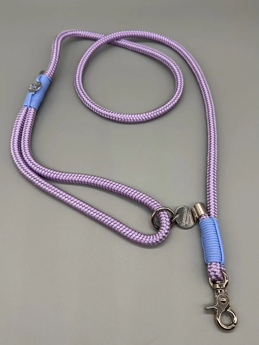 Hundeleine Firenze - flieder, hellblau und chrom/silber