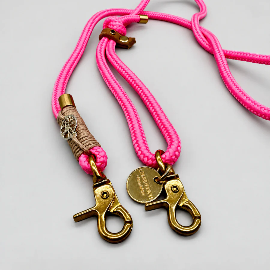 Handyleine "Valentina" von LEINENREICH - neon-pink und messing
